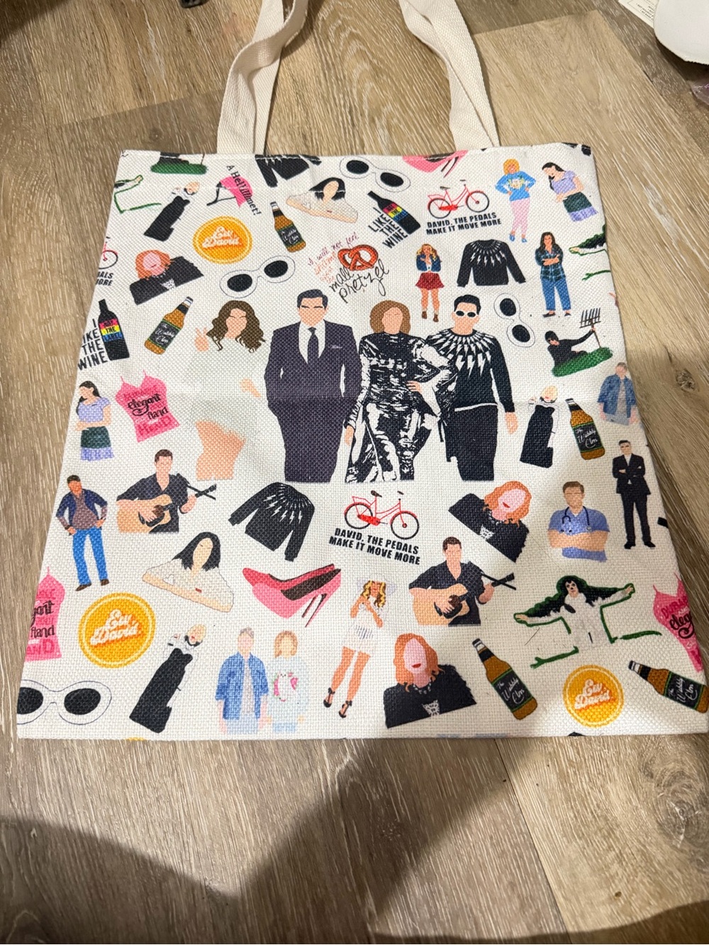 Canvas Tote Bag with Multicolor Pop Art Print - White Schitt’s Creek - new